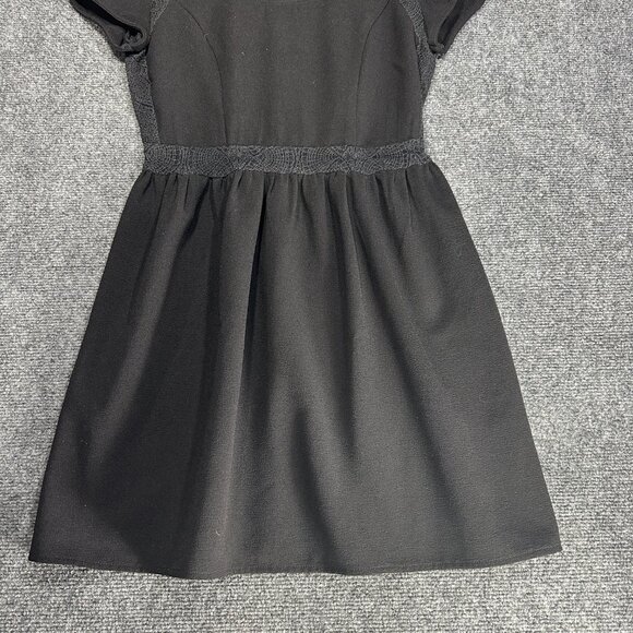 Anthropologie Pins and Needles Dress Womens 2 Black Back Zip Cap Sleeve Aline - Picture 2 of 7